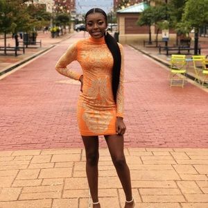 Long sleeve rhinestone dress